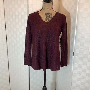 NWT nic + zoe crochet winterberry sweater petite small